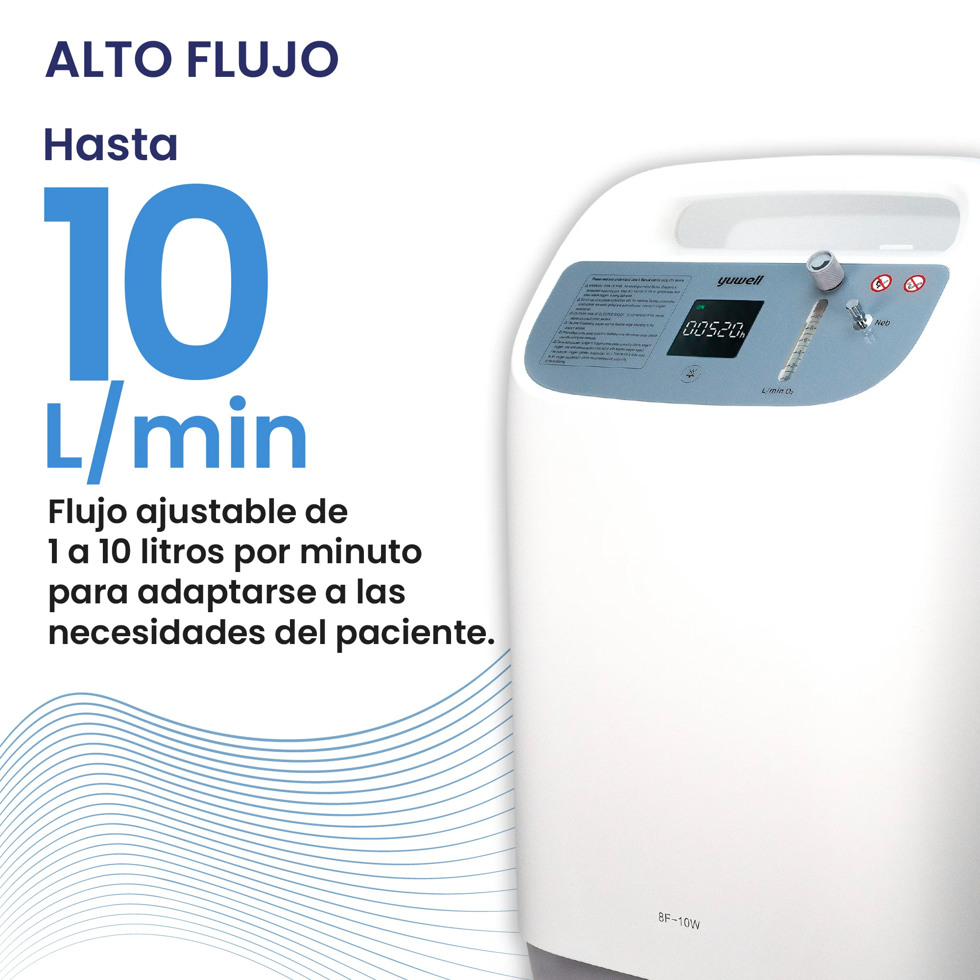 Concentrador De Oxígeno 10 Litros Grado Médico Con Nebulizador - Image 3