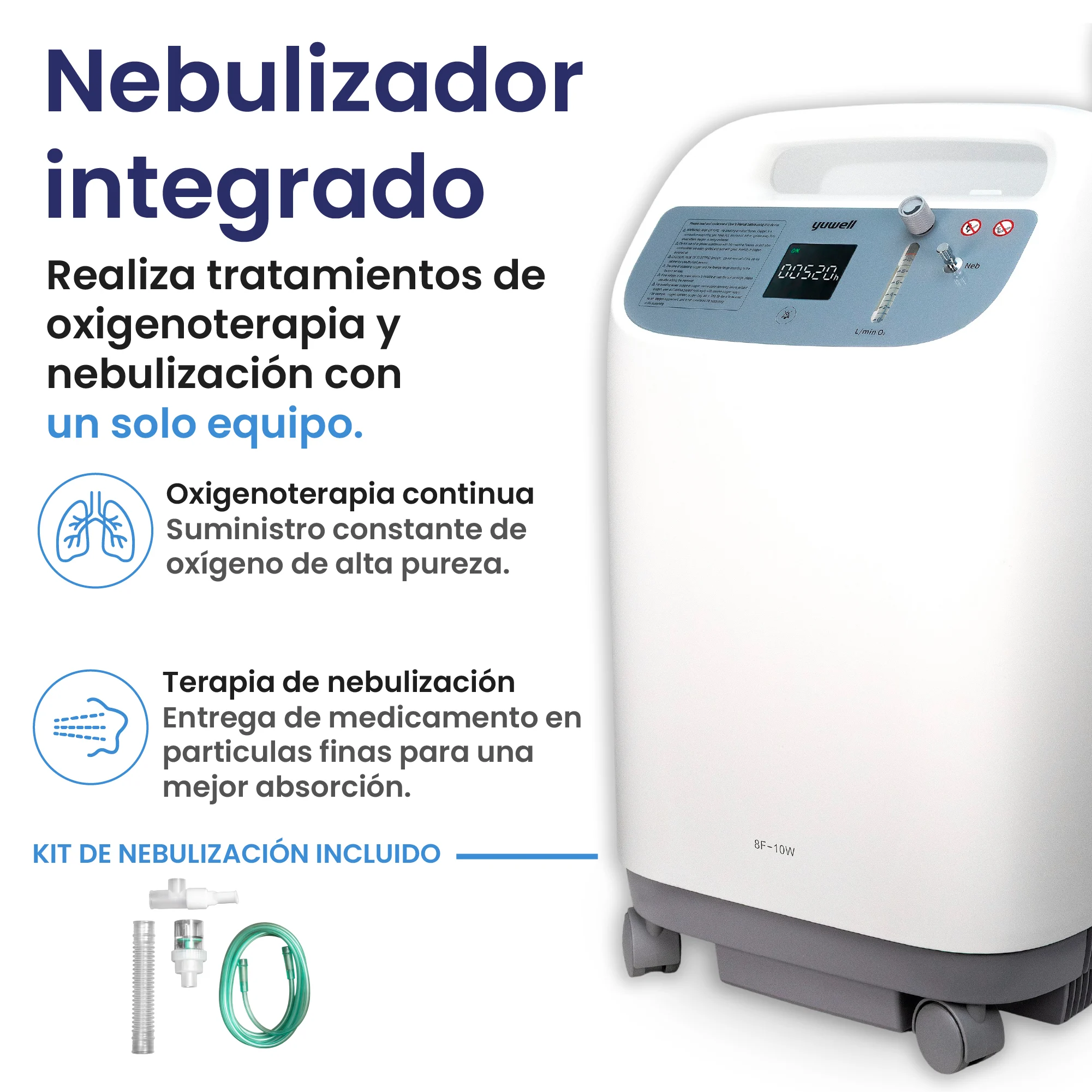 Concentrador De Oxígeno 10 Litros Grado Médico Con Nebulizador - Image 5